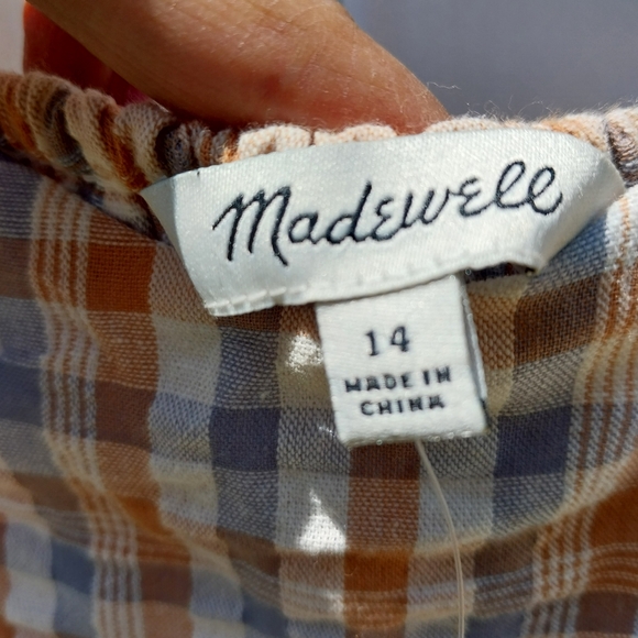 >Madewell Gingham Sweetheart Ruffle-Tiered Midi Dress Size 14 - Picture 8 of 10